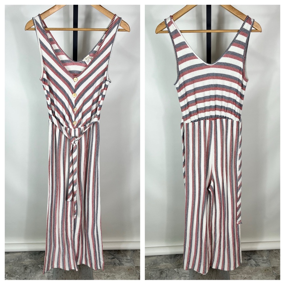 Caution to the Wind Striped Jumpsuit Size Small